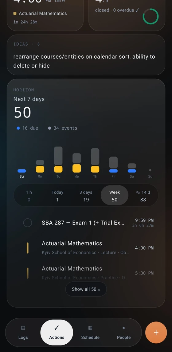 Deadlines and events in one view
